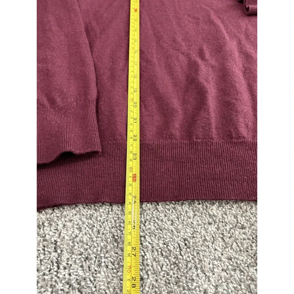Orvis Mens Burgundy 100% Merino Wool Quarter Zip Pullover Sweater Large‎